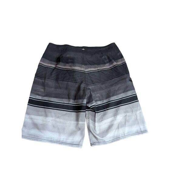 O'Neill Men's Brown & Gray Black Striped Mid-Rise Drawstring Board Shorts Size 3 - Picture 1 of 9